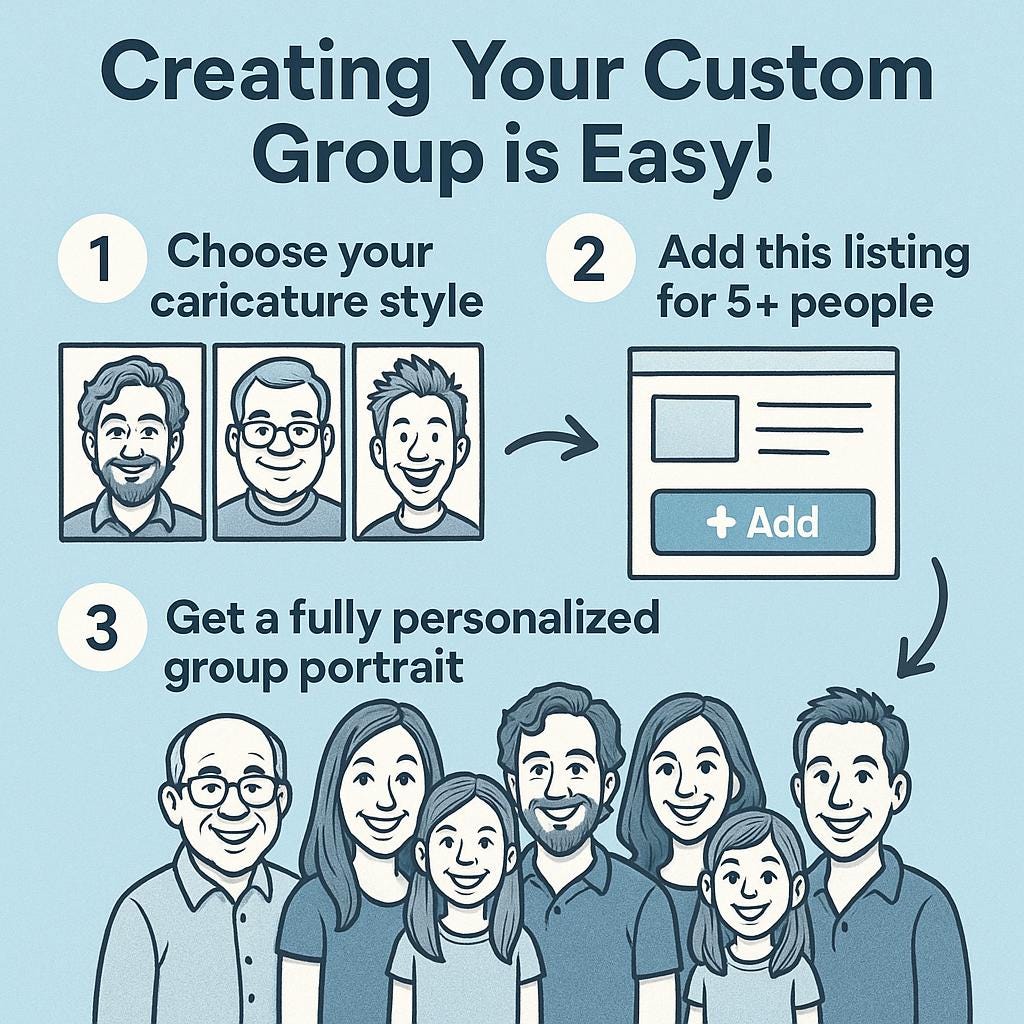 Add-On: Extra People for Group Caricature (5 or More Characters)