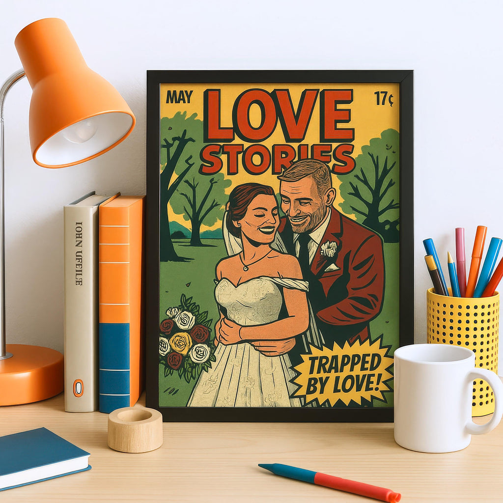 Custom Wedding Retro Comic Book Cover Illustration
