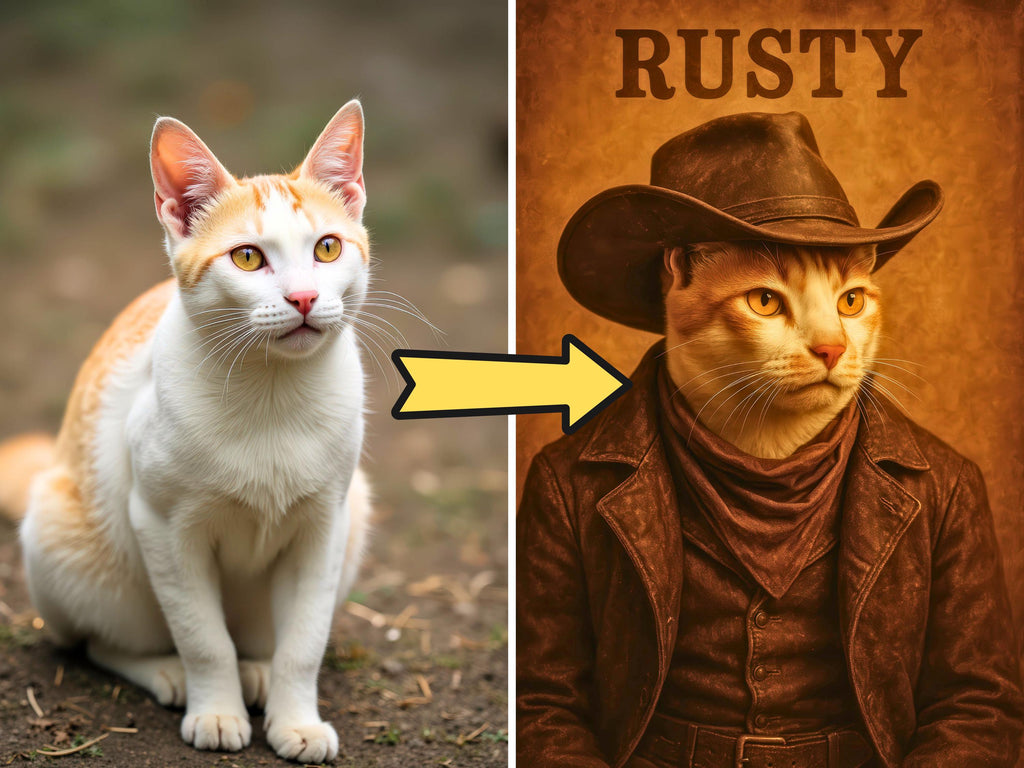 Custom Western Cowboy Pet Portrait