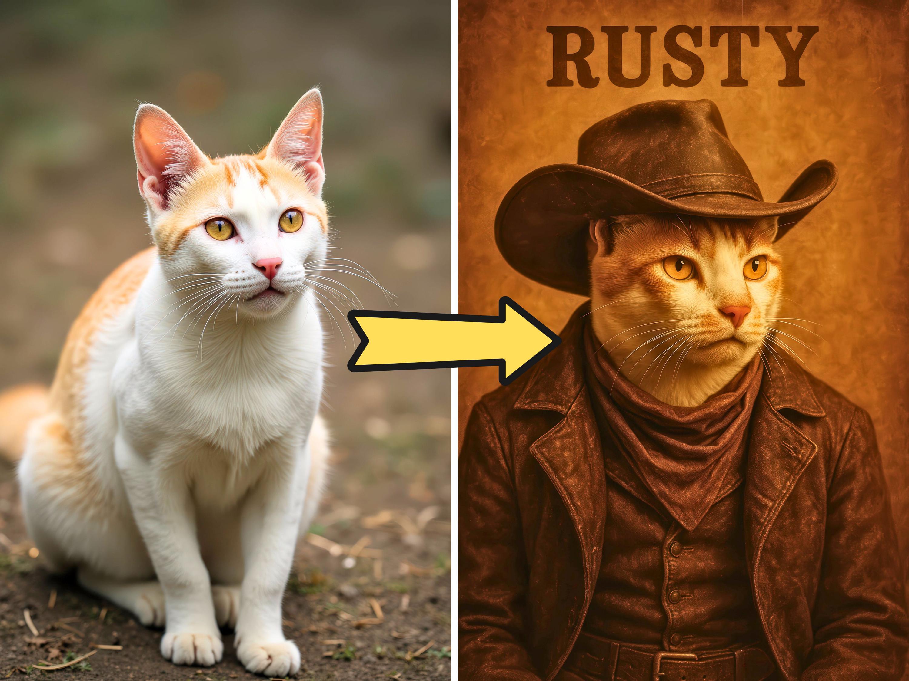 Custom Western Cowboy Pet Portrait