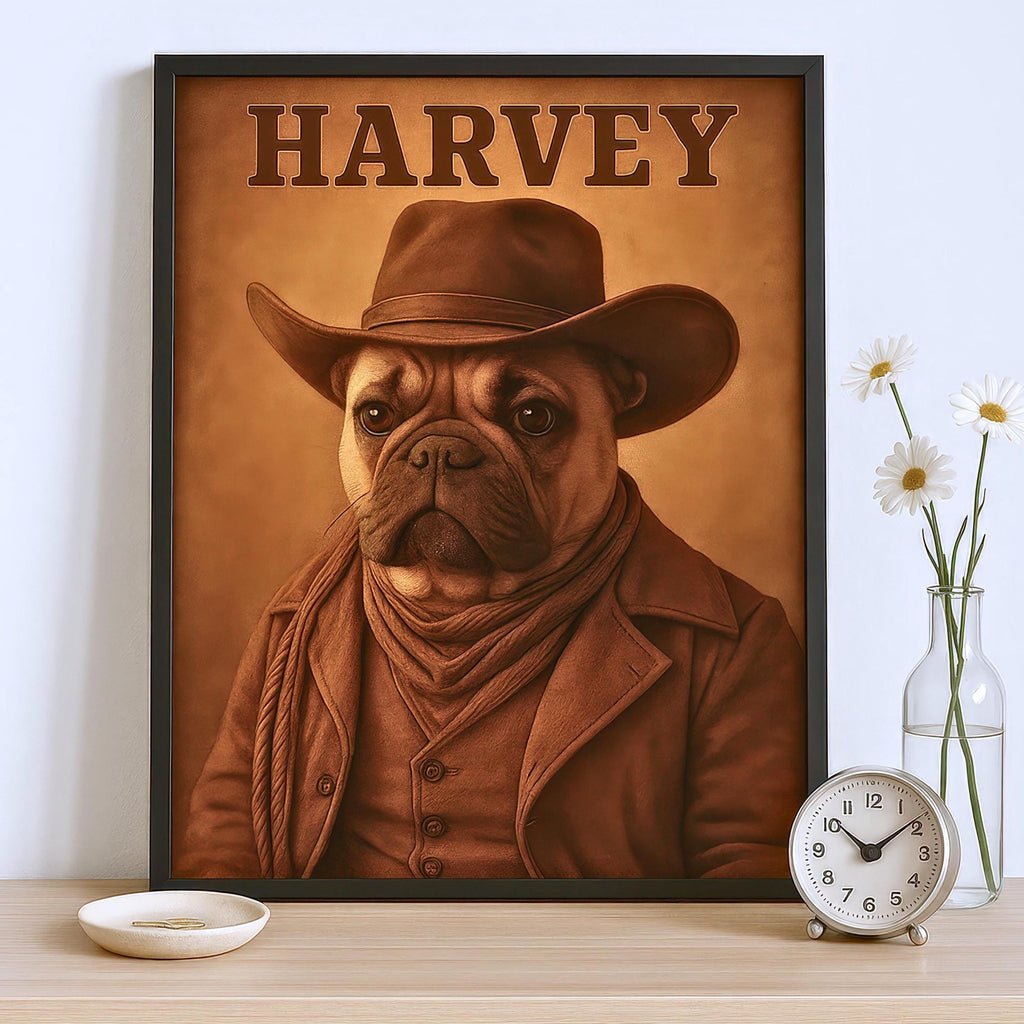 Custom Western Cowboy Pet Portrait