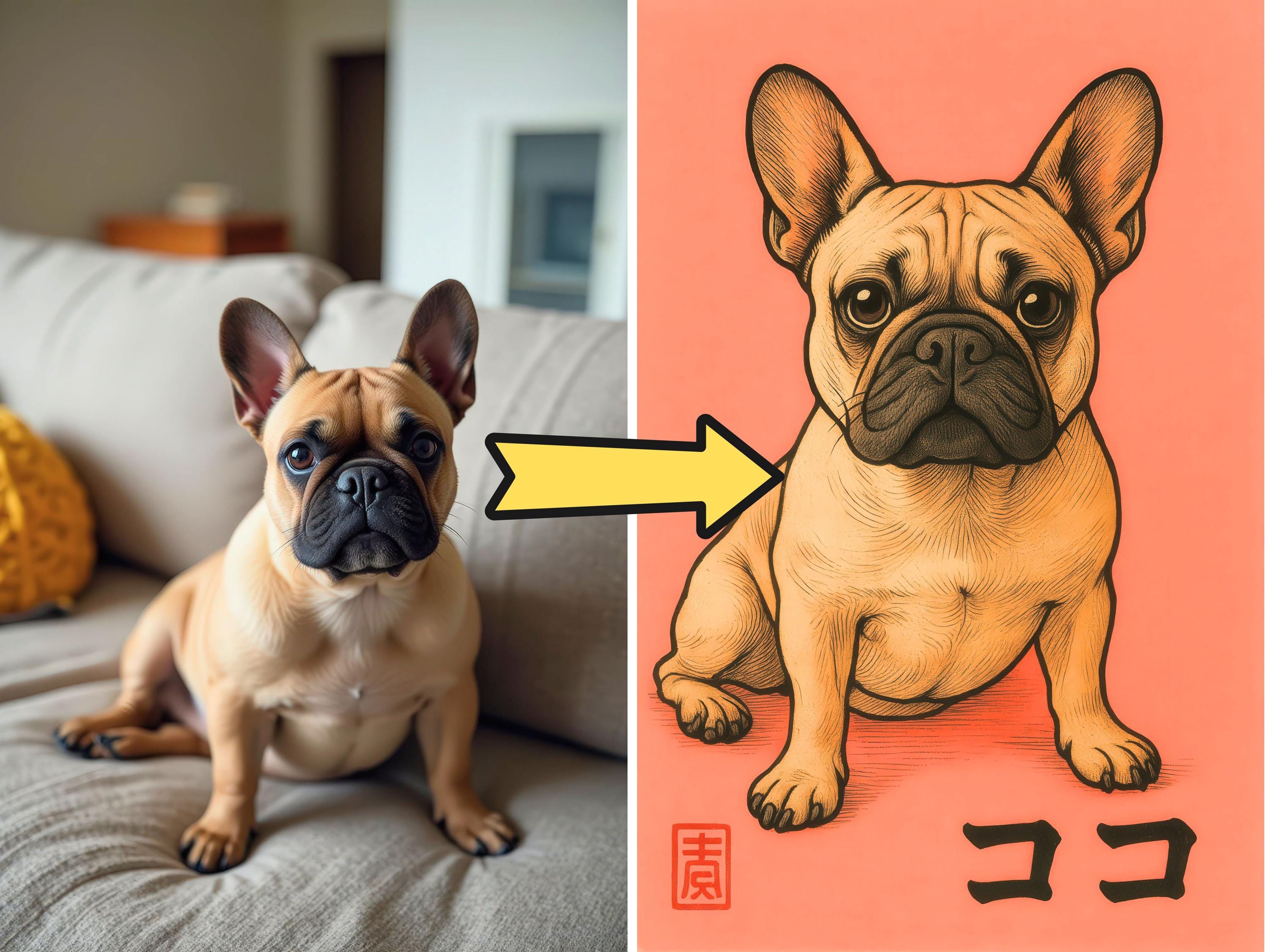 Custom Etegami-Style Pet Portrait