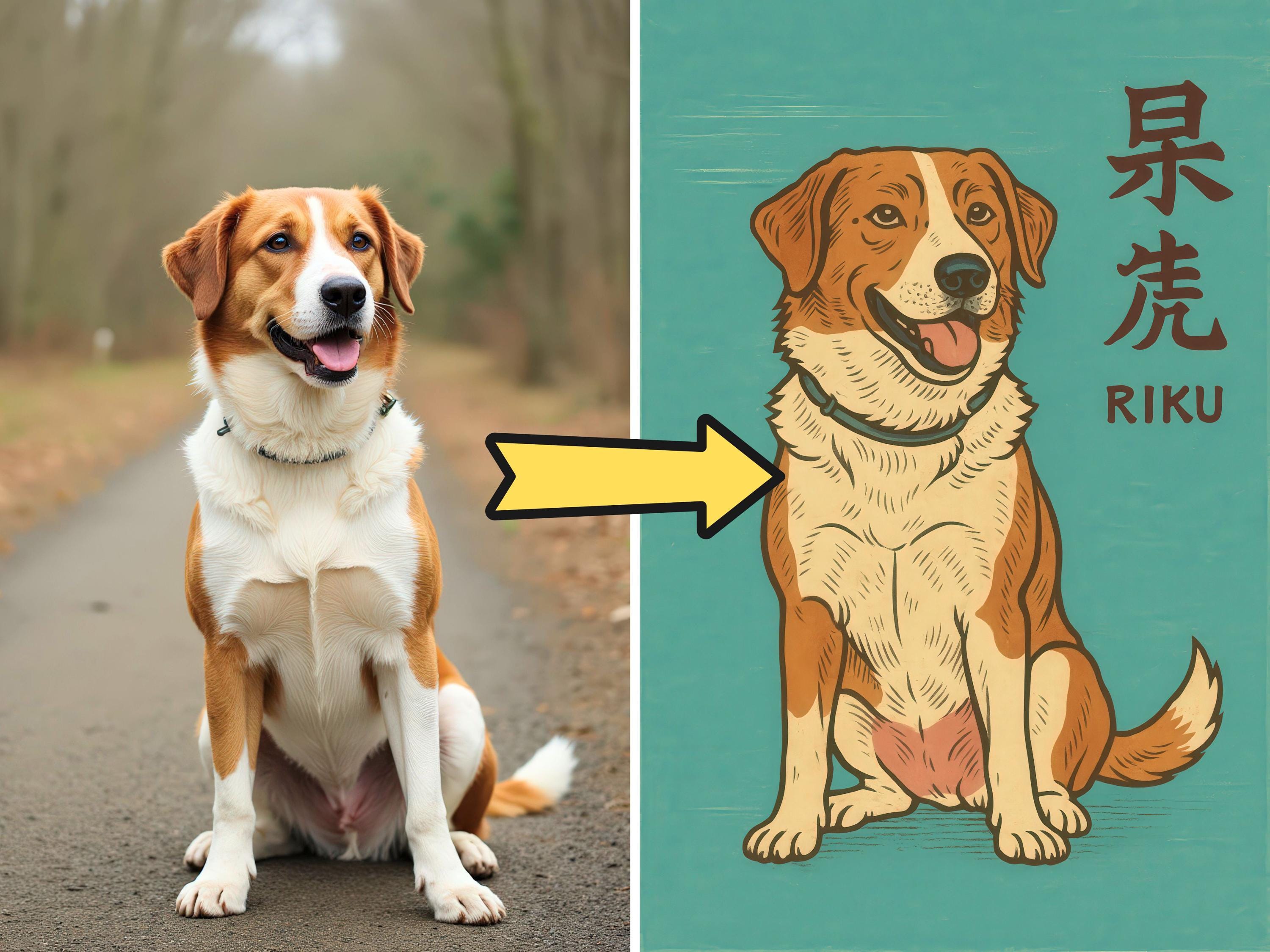 Custom Ukiyo-e Pet Portrait