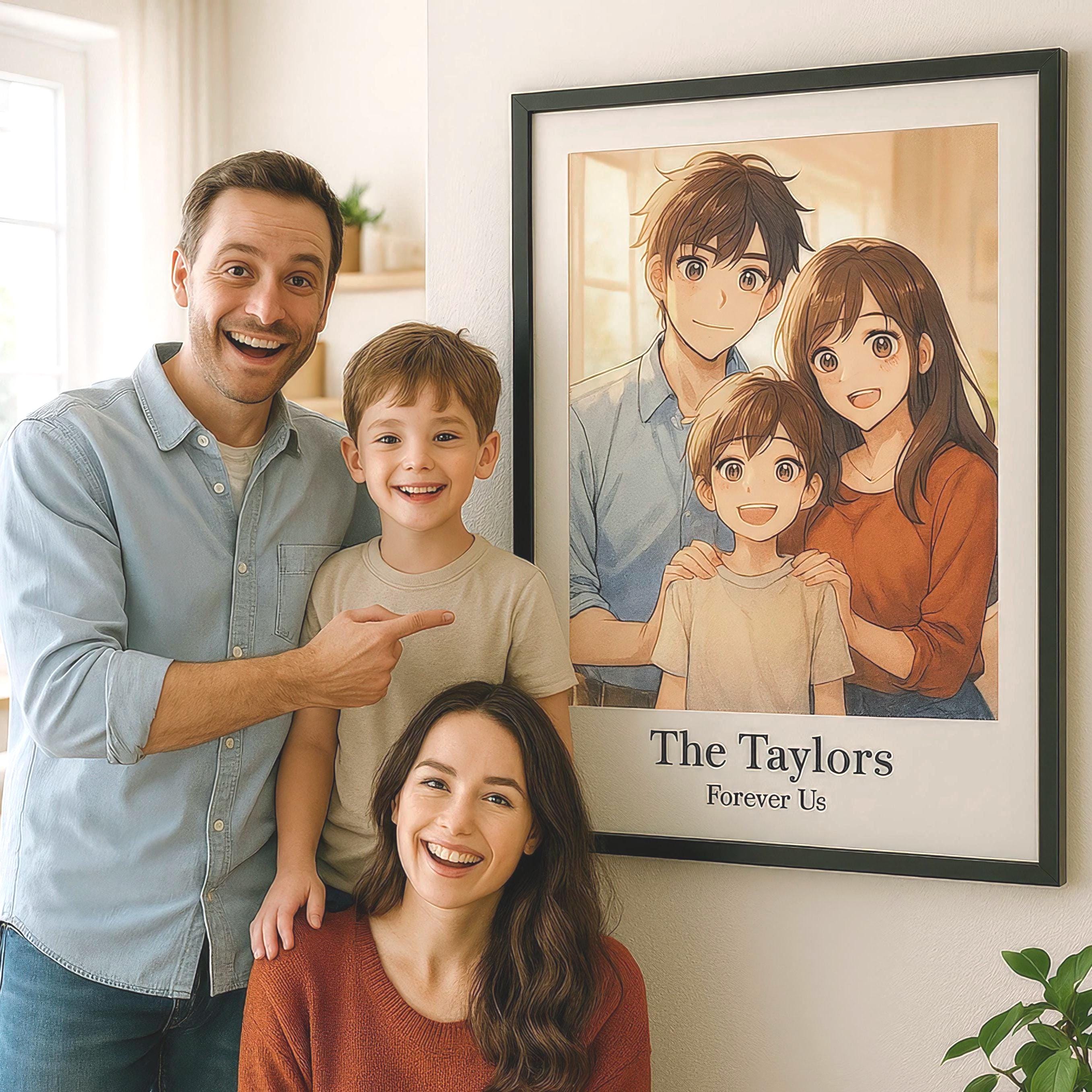 Custom Anime Style Family Portrait