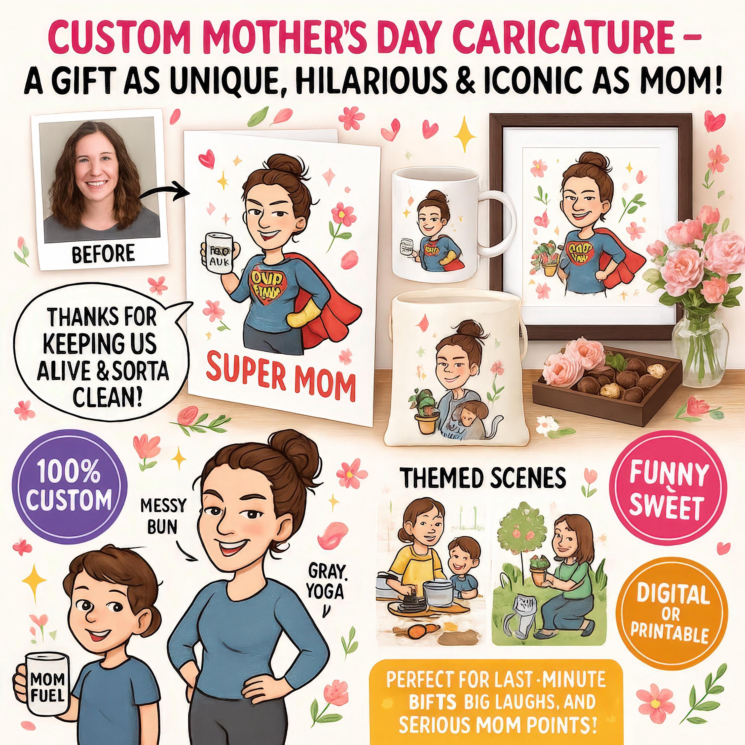 Custom Mothers Day Caricature