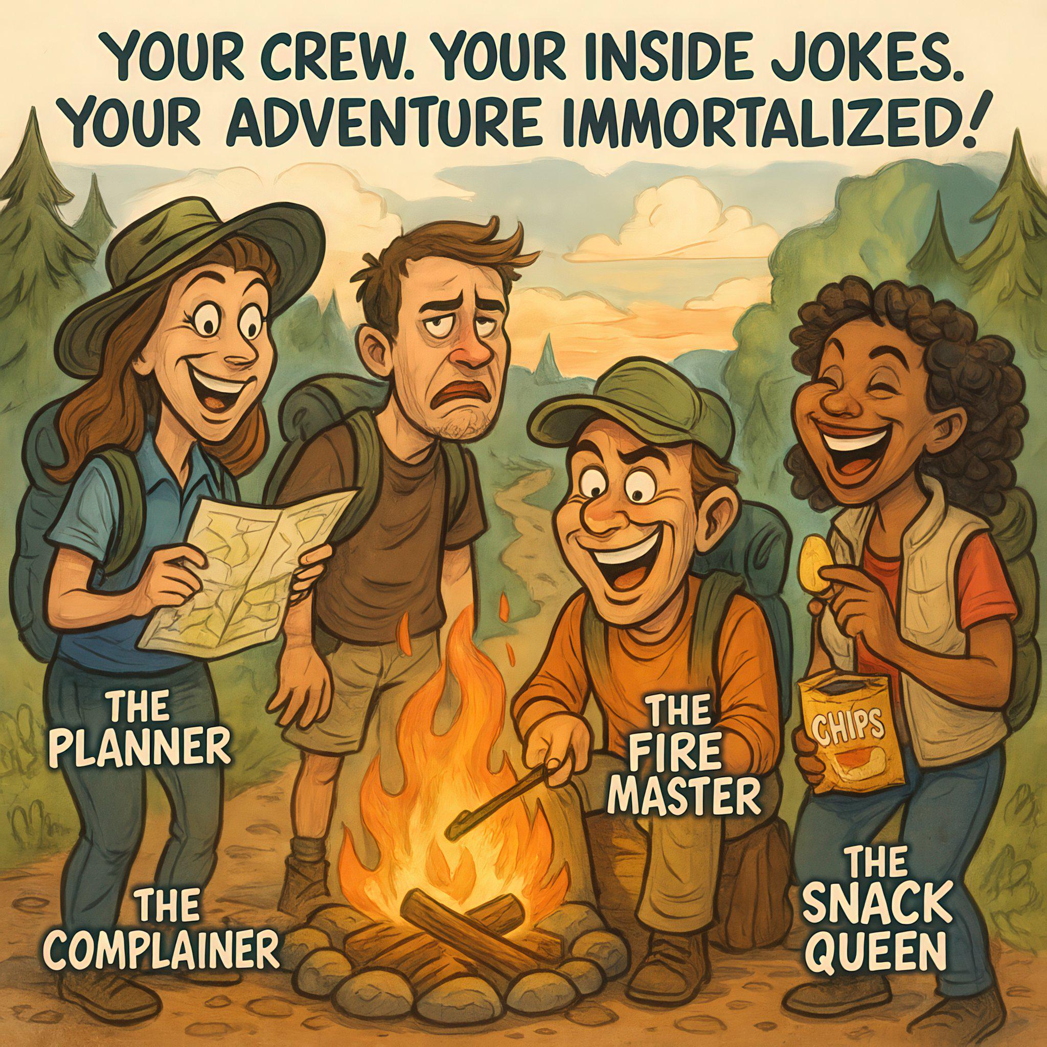 Custom Hiking & Camping Caricature