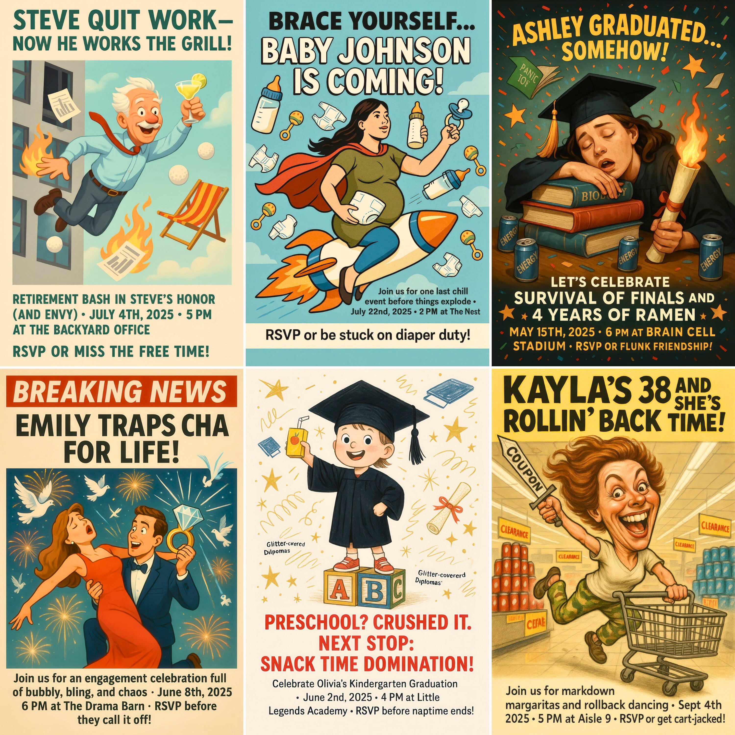 Custom Caricature Event Invitation Illustration