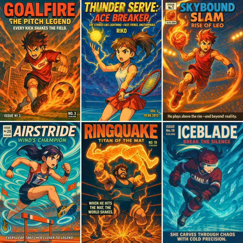 Custom Anime Athlete Comic Book Cover