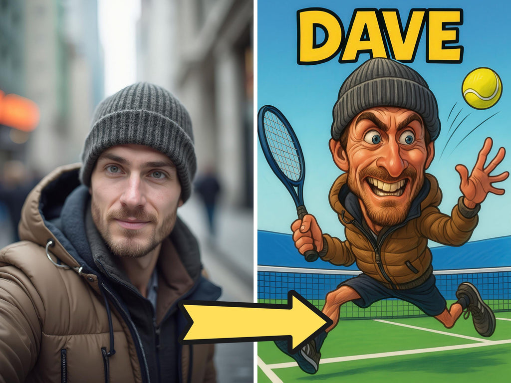 Personalized Funny Tennis Caricature Portrait