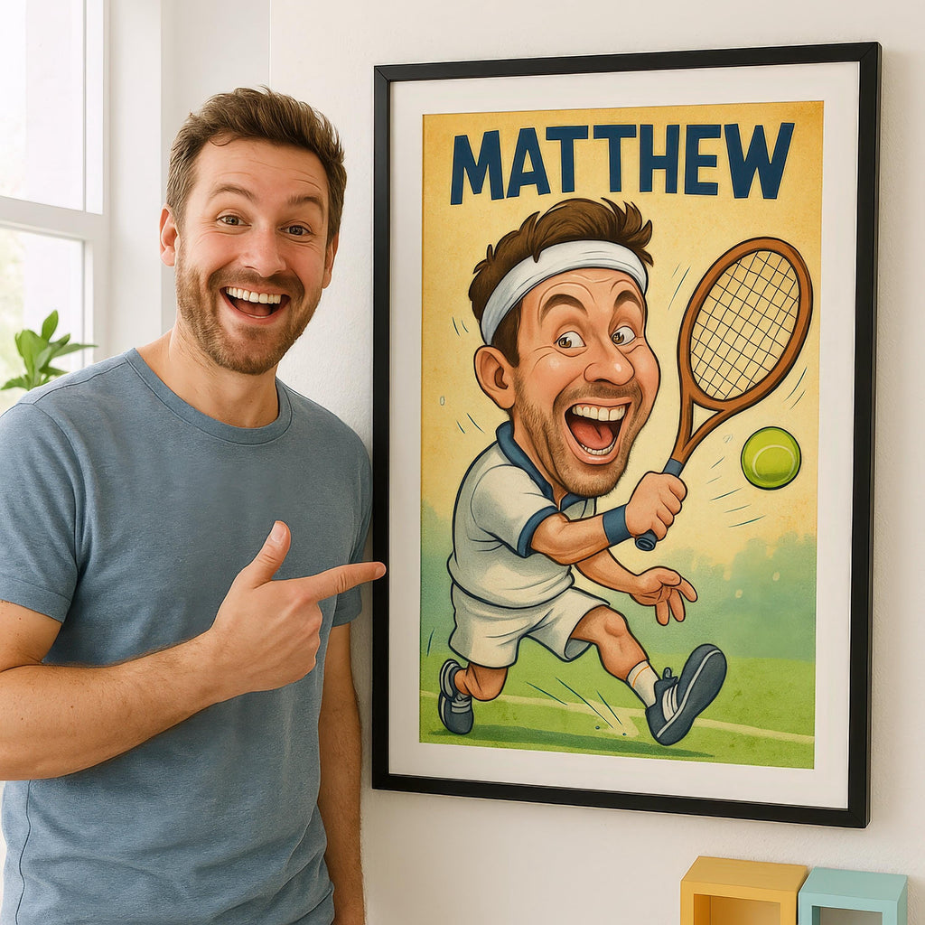 Custom Funny Tennis Caricature Portrait