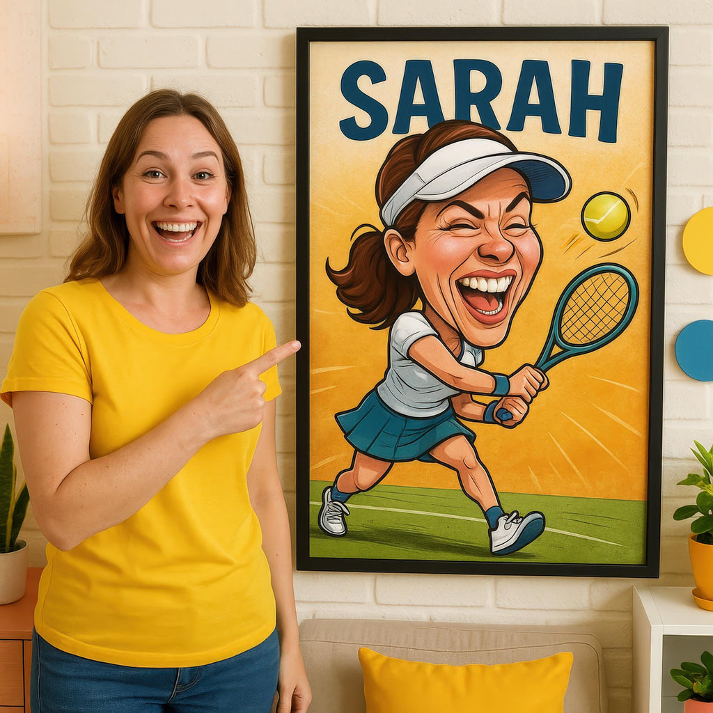 Personalized Funny Tennis Caricature Portrait
