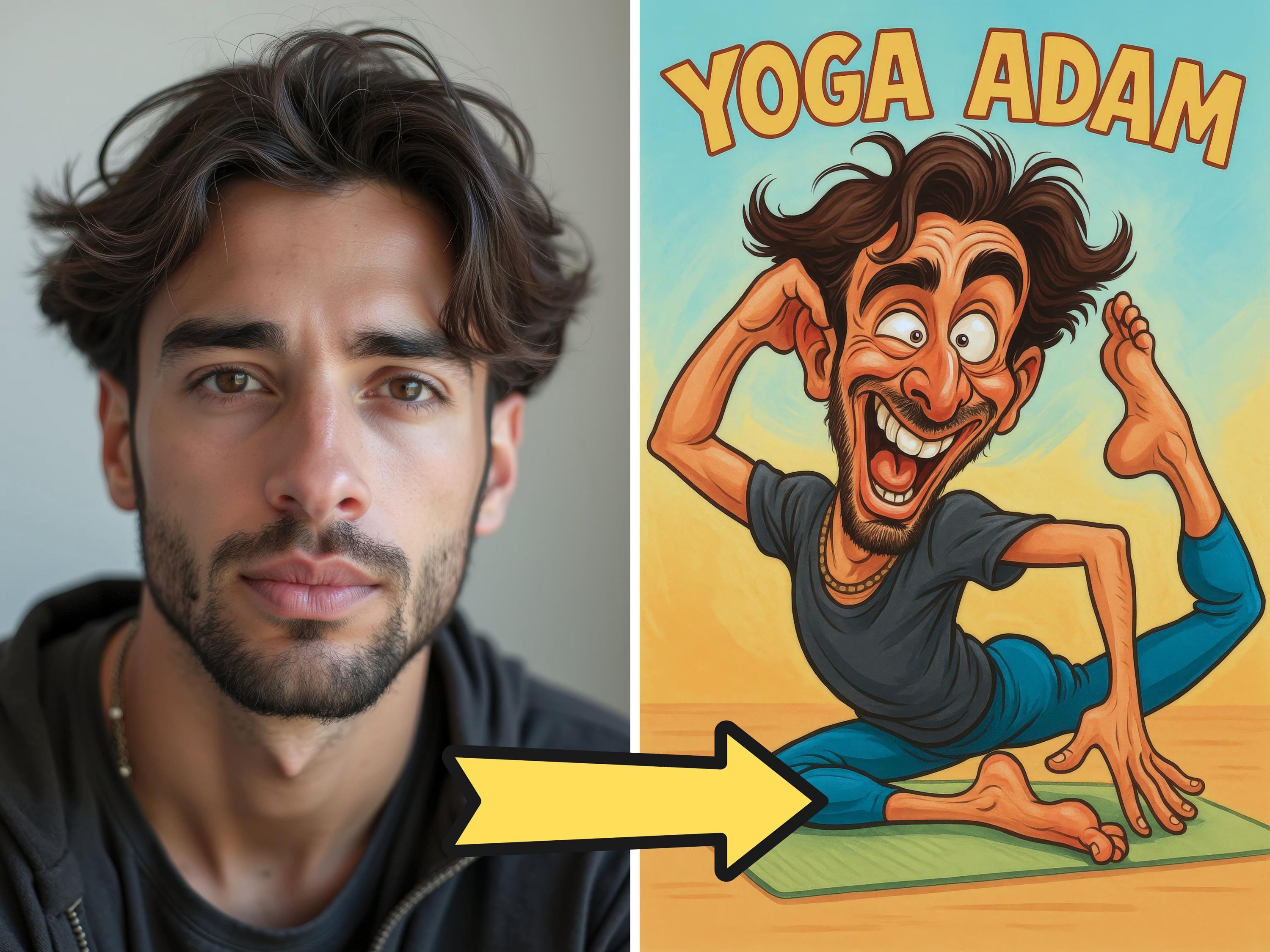 Custom Funny Yoga Caricature Portrait