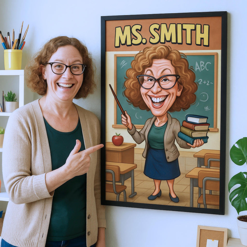 Personalized Funny Teacher Caricature Portrait