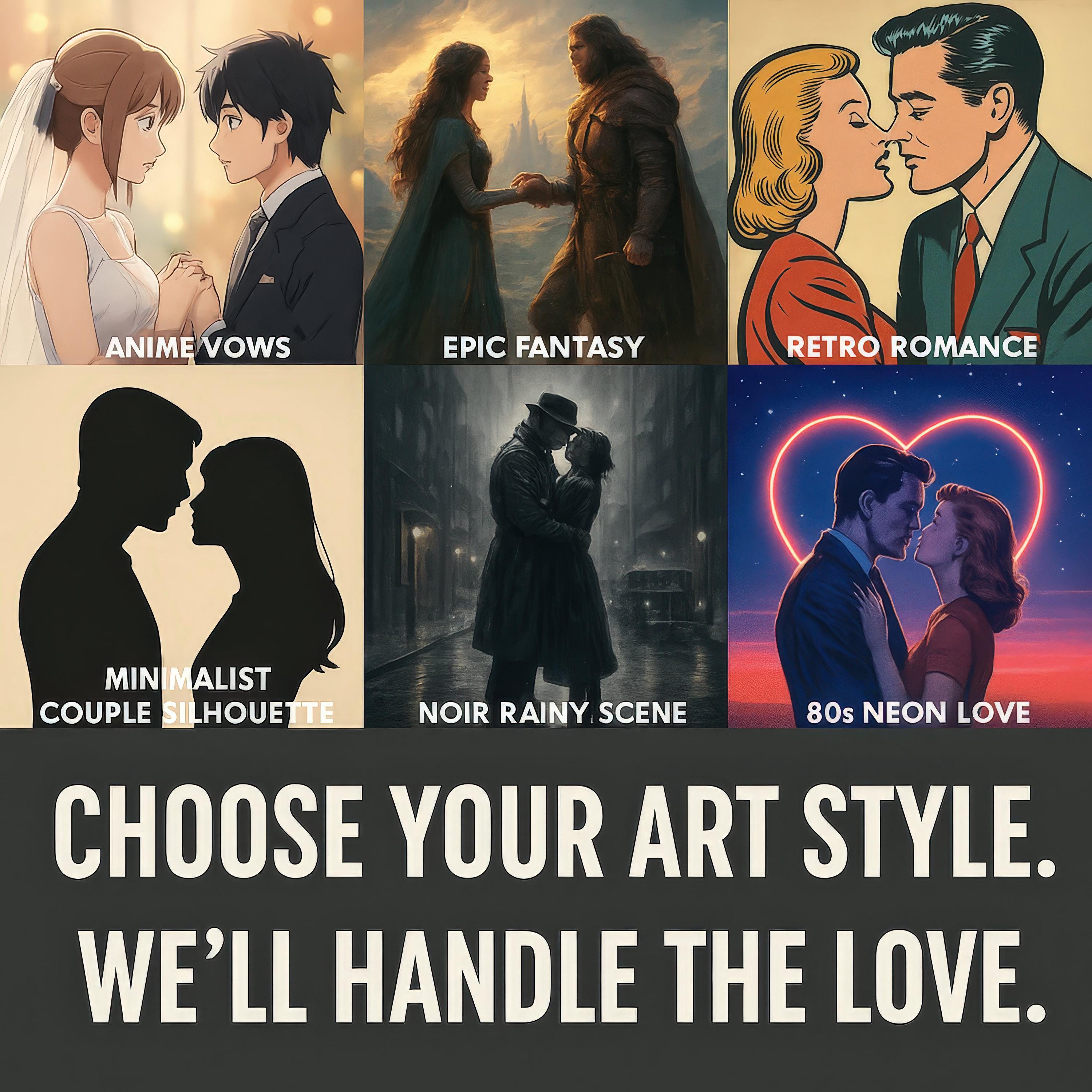 Custom Romantic Love Portrait with Personalized Text