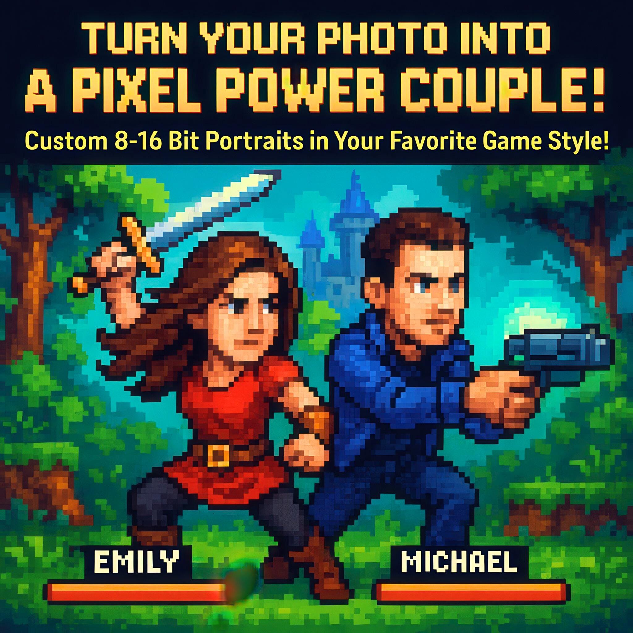 Custom Pixel Art Couple Portrait