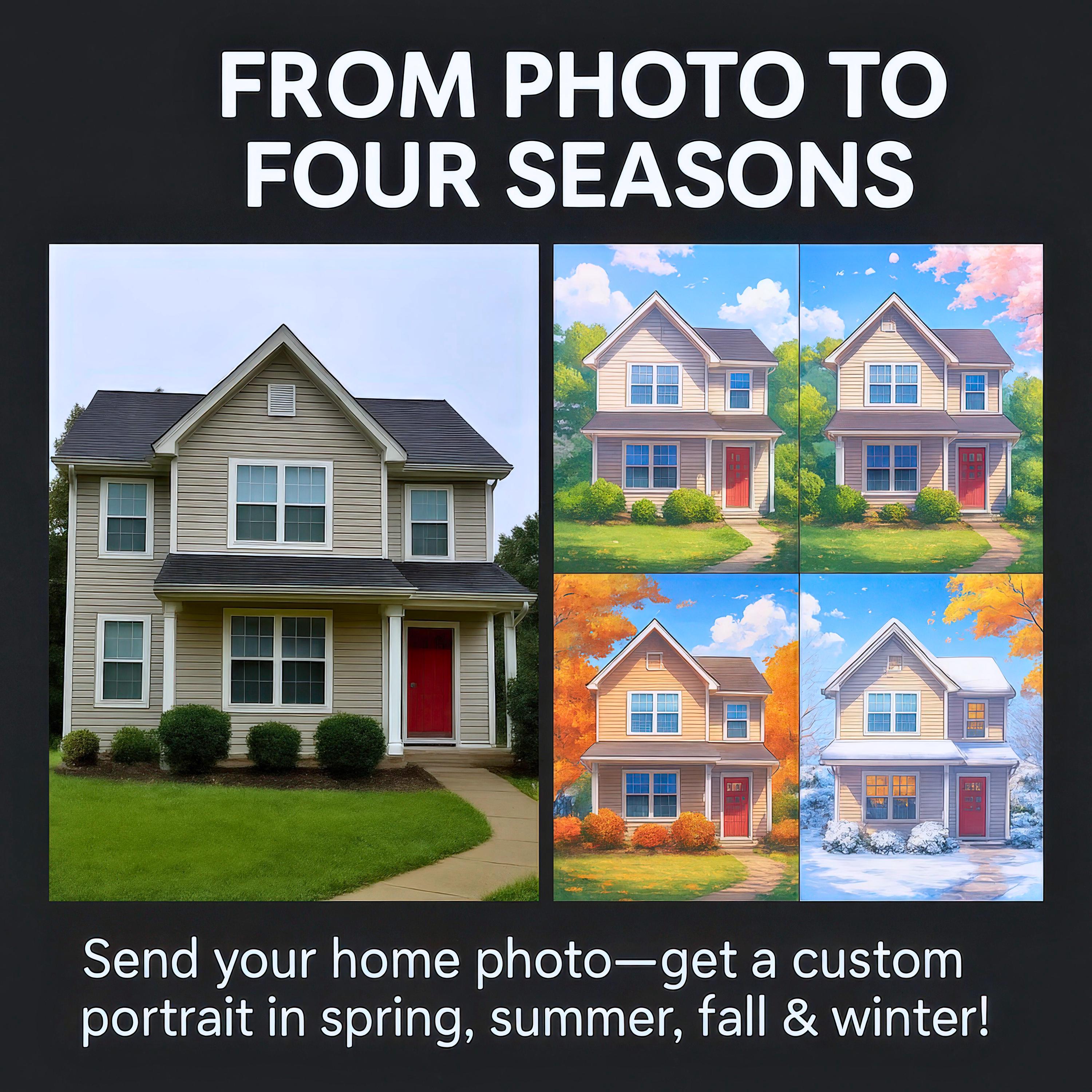 Custom 4-Season House Portrait