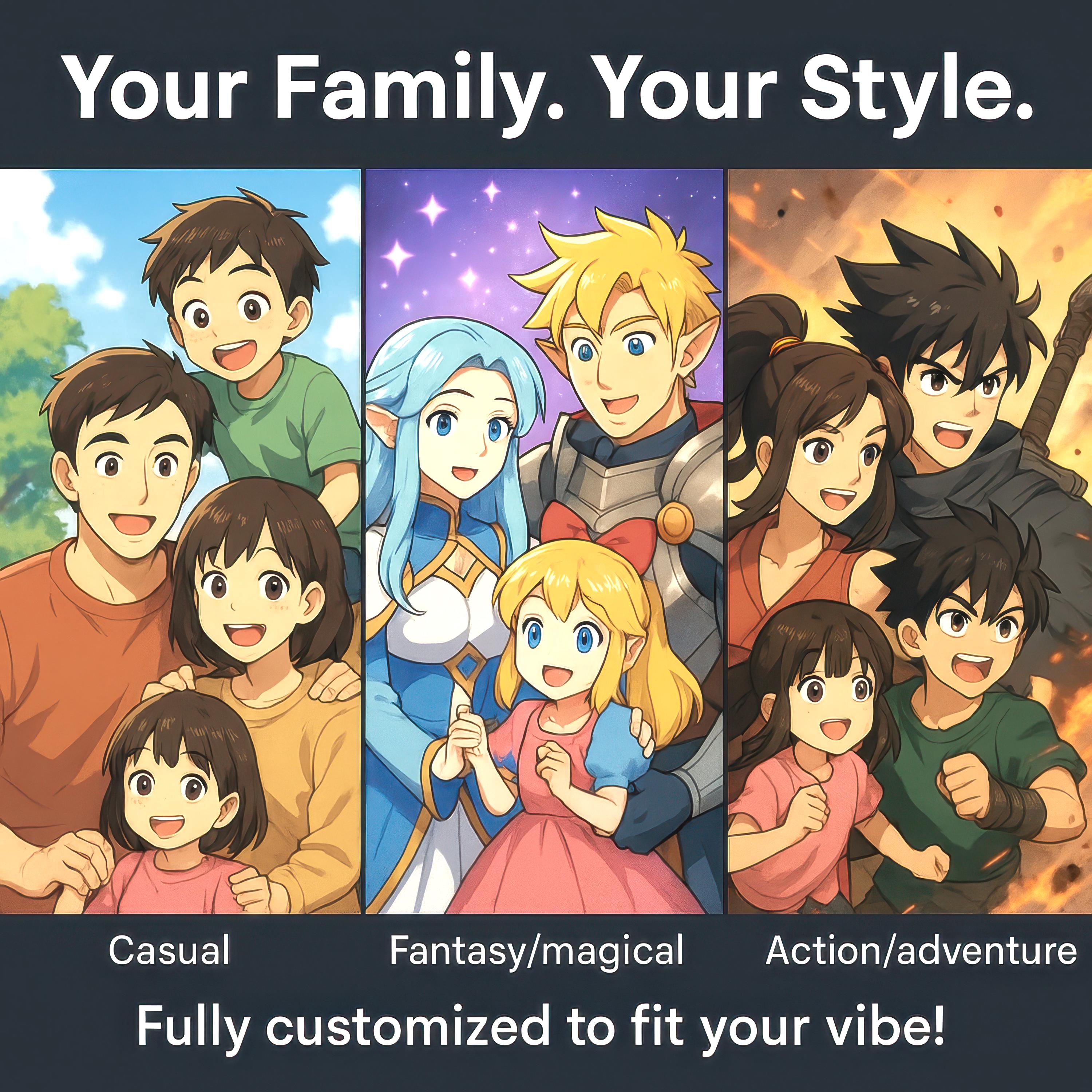 Custom Anime Family Portrait