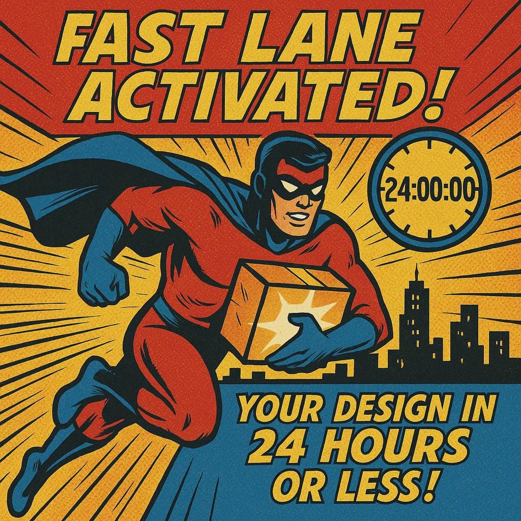 FAST LANE Add-On: Get Your Custom Design in 24 Hours or Less!