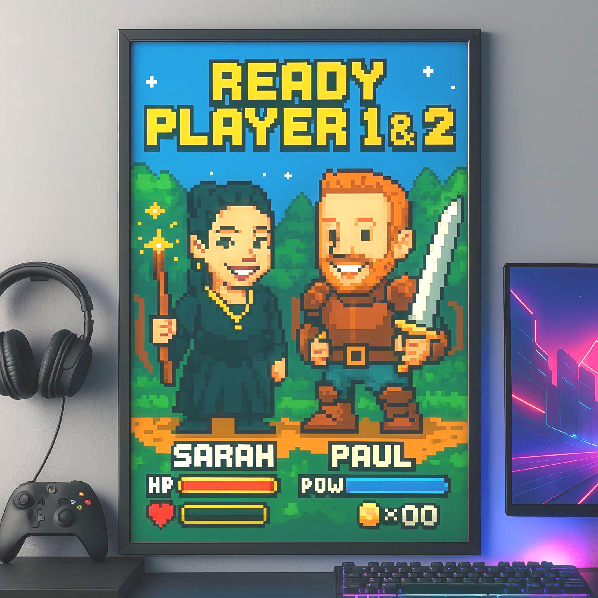 Custom Pixel Art Couple Portrait