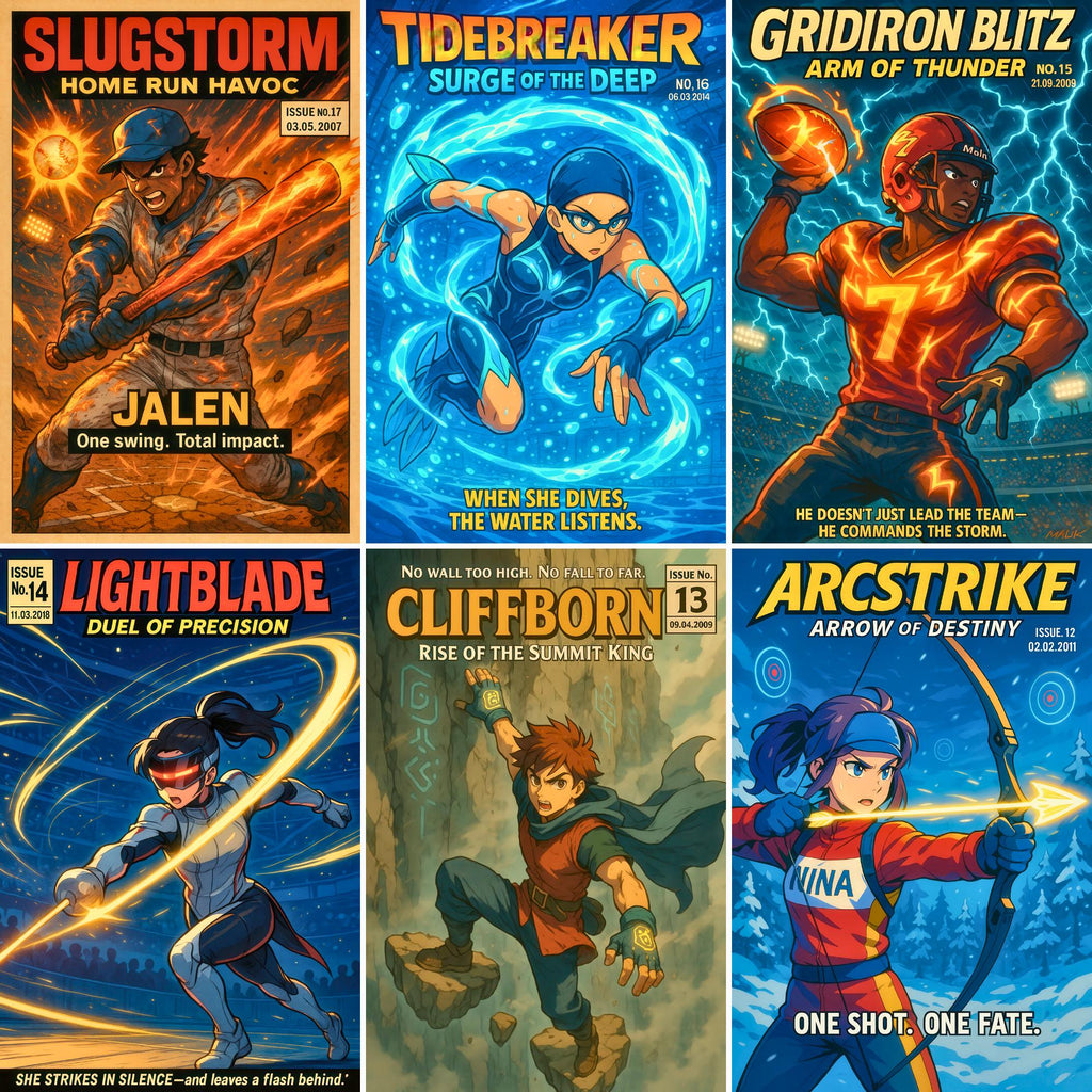 Custom Anime Athlete Comic Book Cover