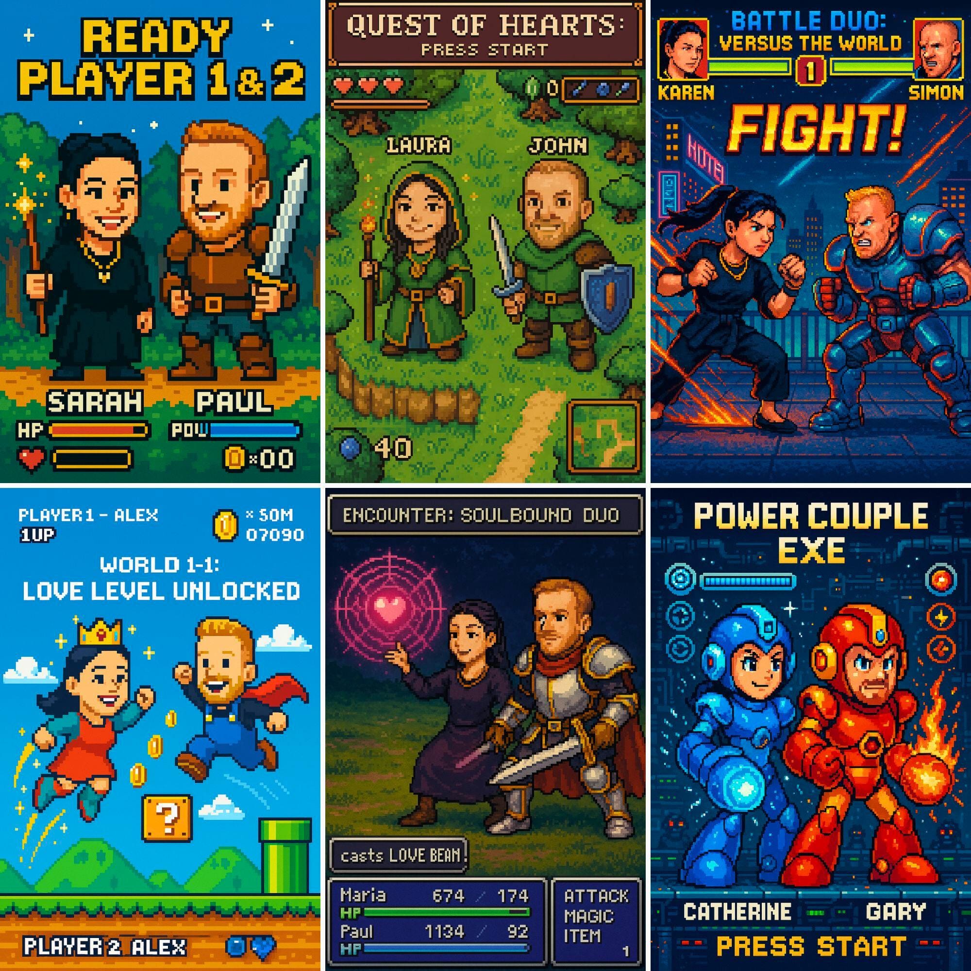 Custom Pixel Art Couple Portrait