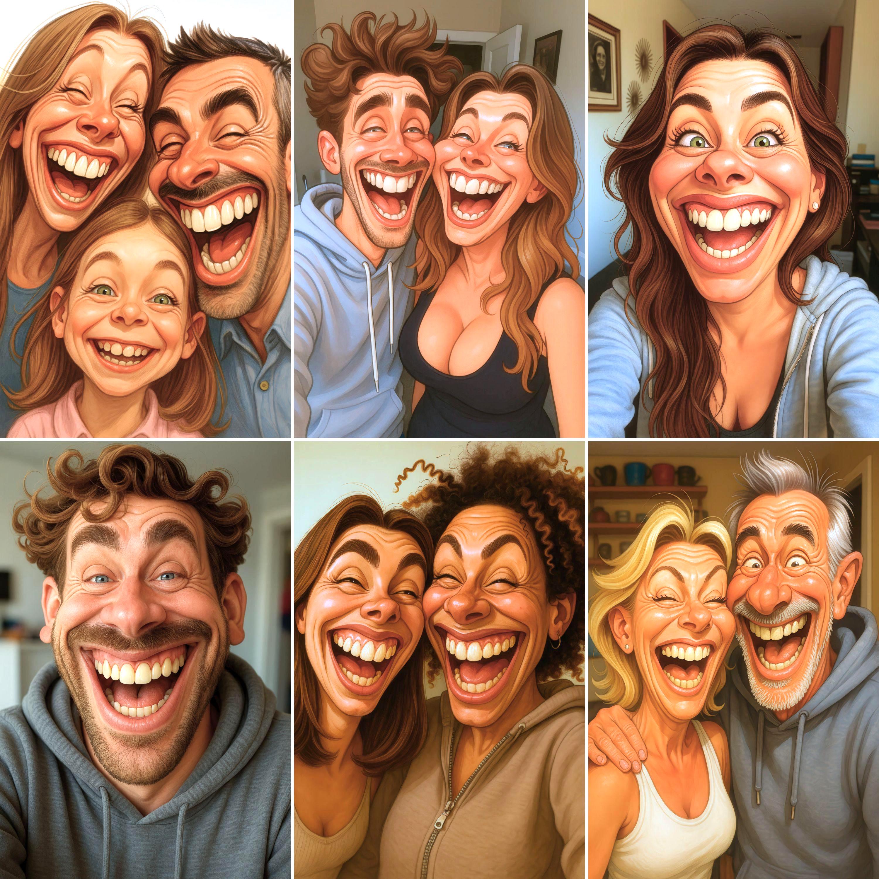 Custom Funny Couple Caricature Portrait