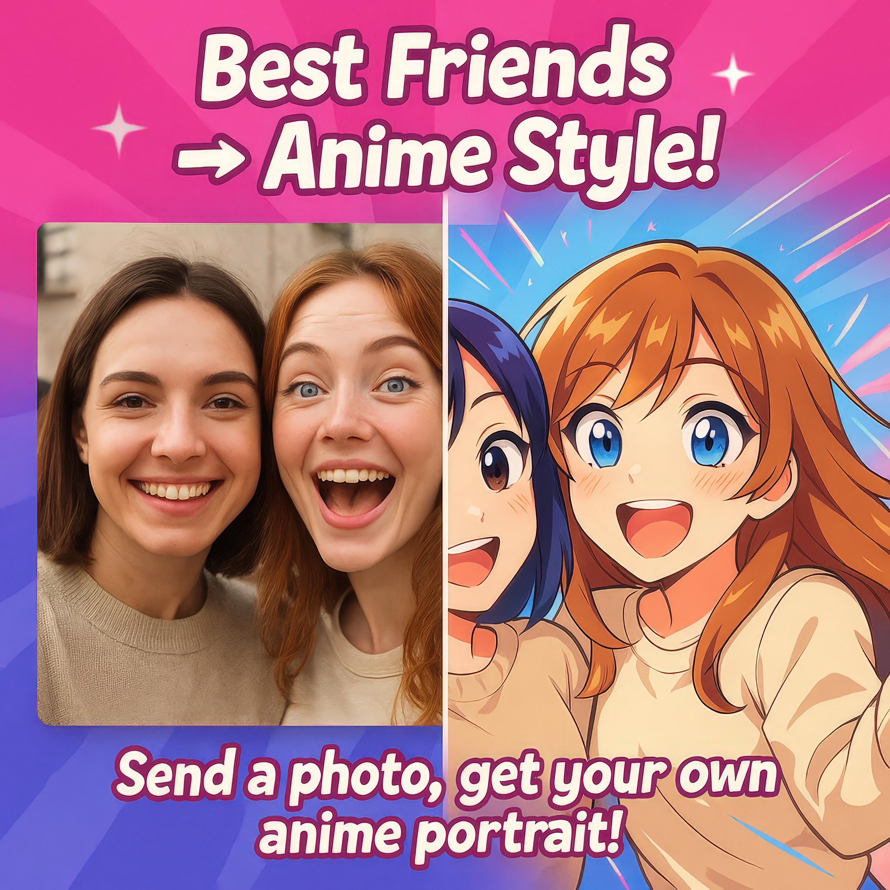 Custom Best Friends Anime Portrait