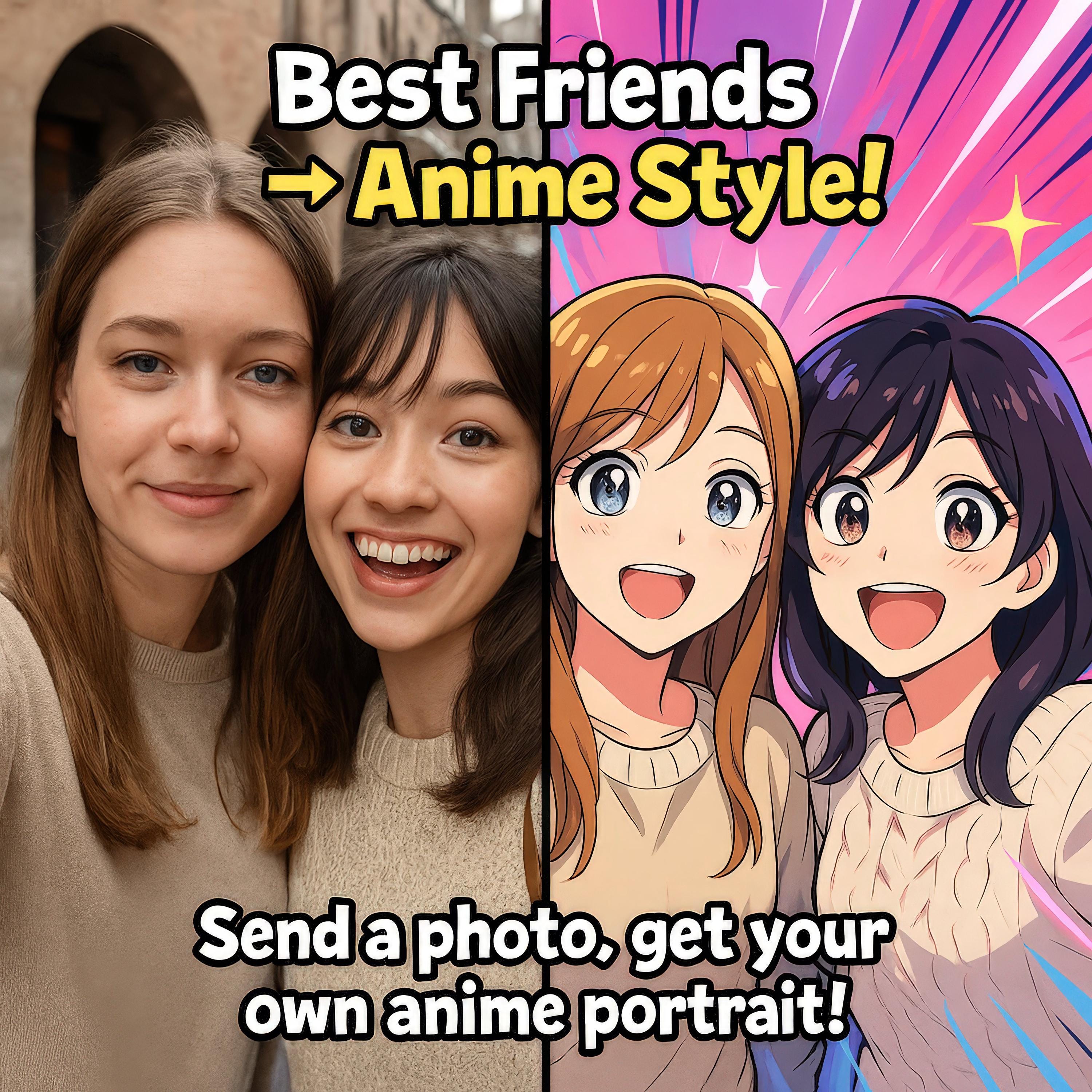 Custom Best Friends Anime Portrait