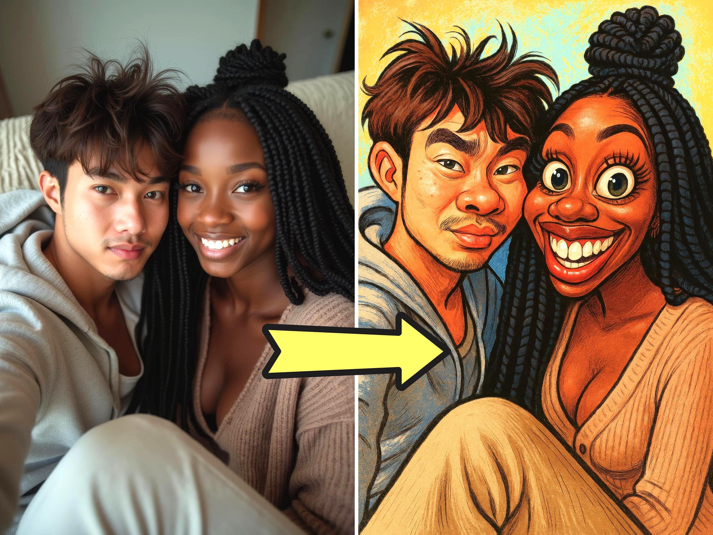 Custom Funny Couple Caricature Portrait