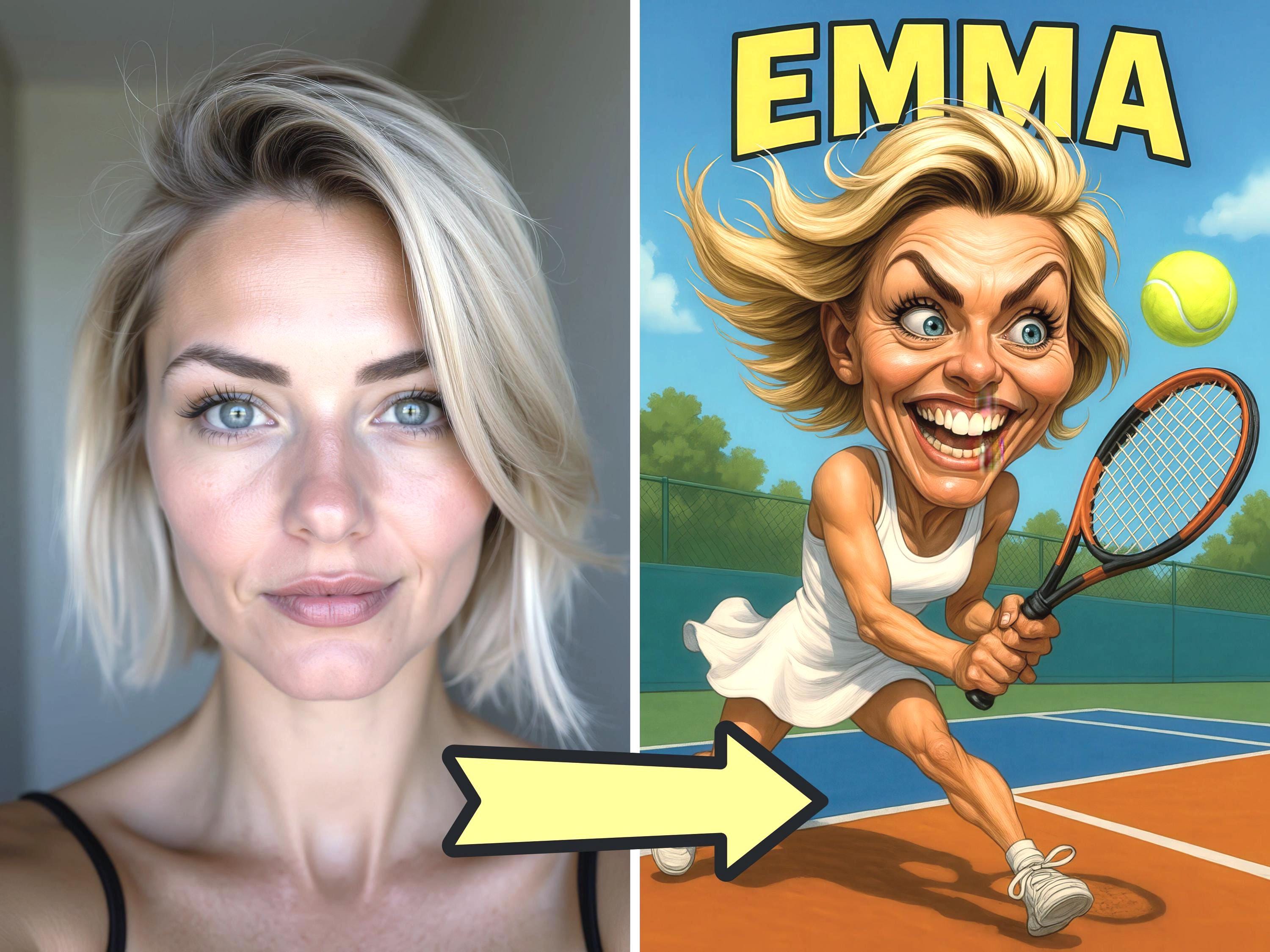 Custom Funny Tennis Caricature Portrait