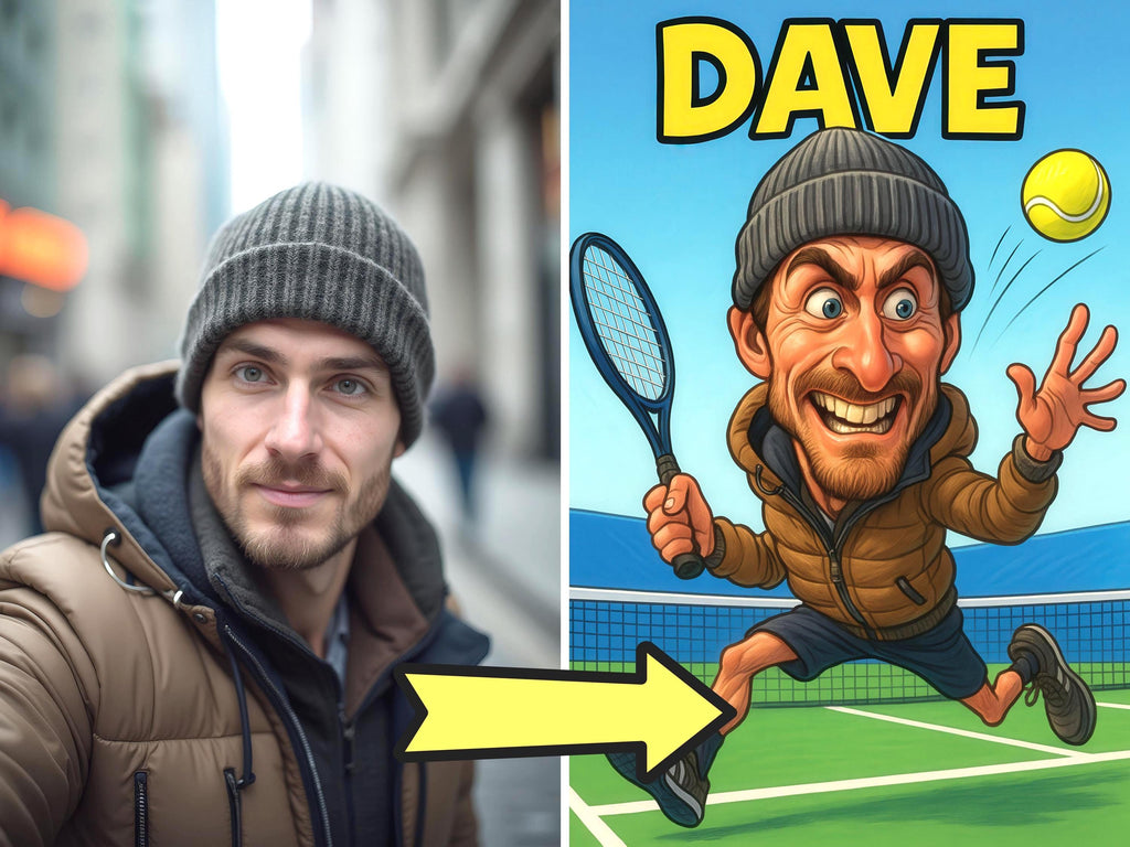 Custom Funny Tennis Caricature Portrait